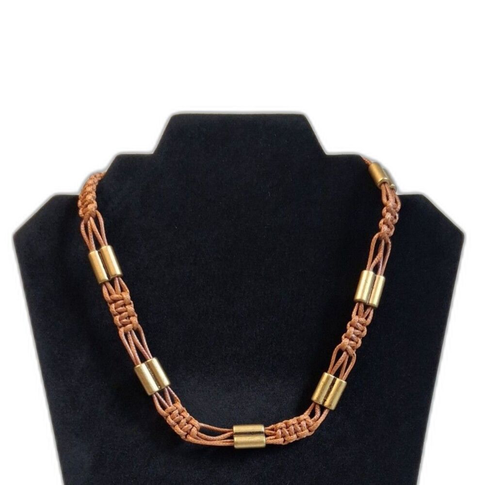 Paparazzi Brown Brass Tone Offshore Drifter Unisex Braided Cord Fashion Necklace